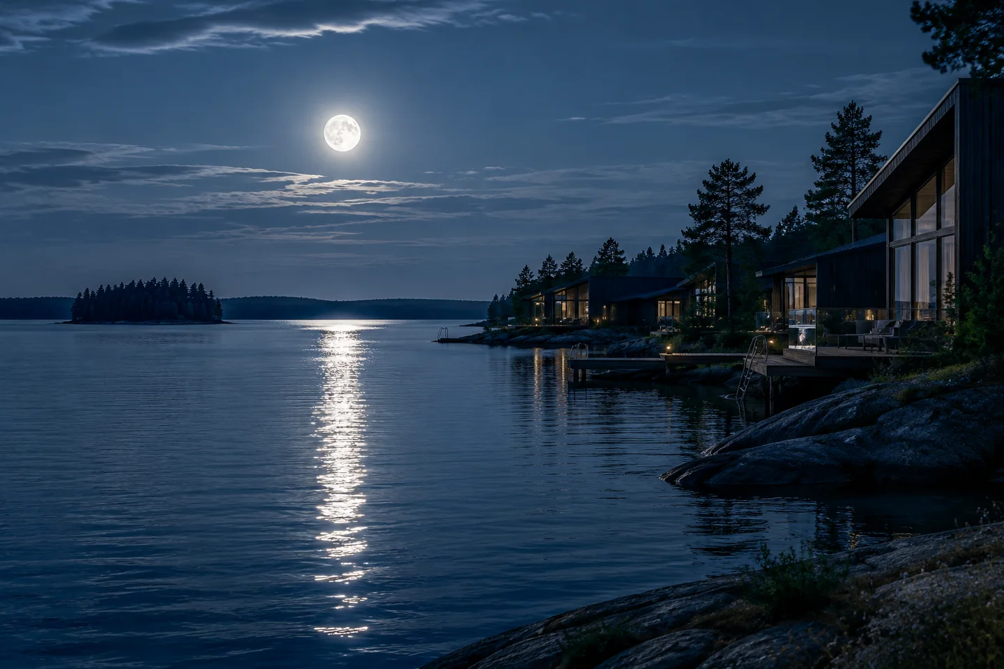 Silver-blue Finnish resort water reflection for Lotto archive